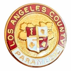 Vintage Los Angeles County Pico Paramedic EMT Fire Gold Tone Enamel Pin Badge
